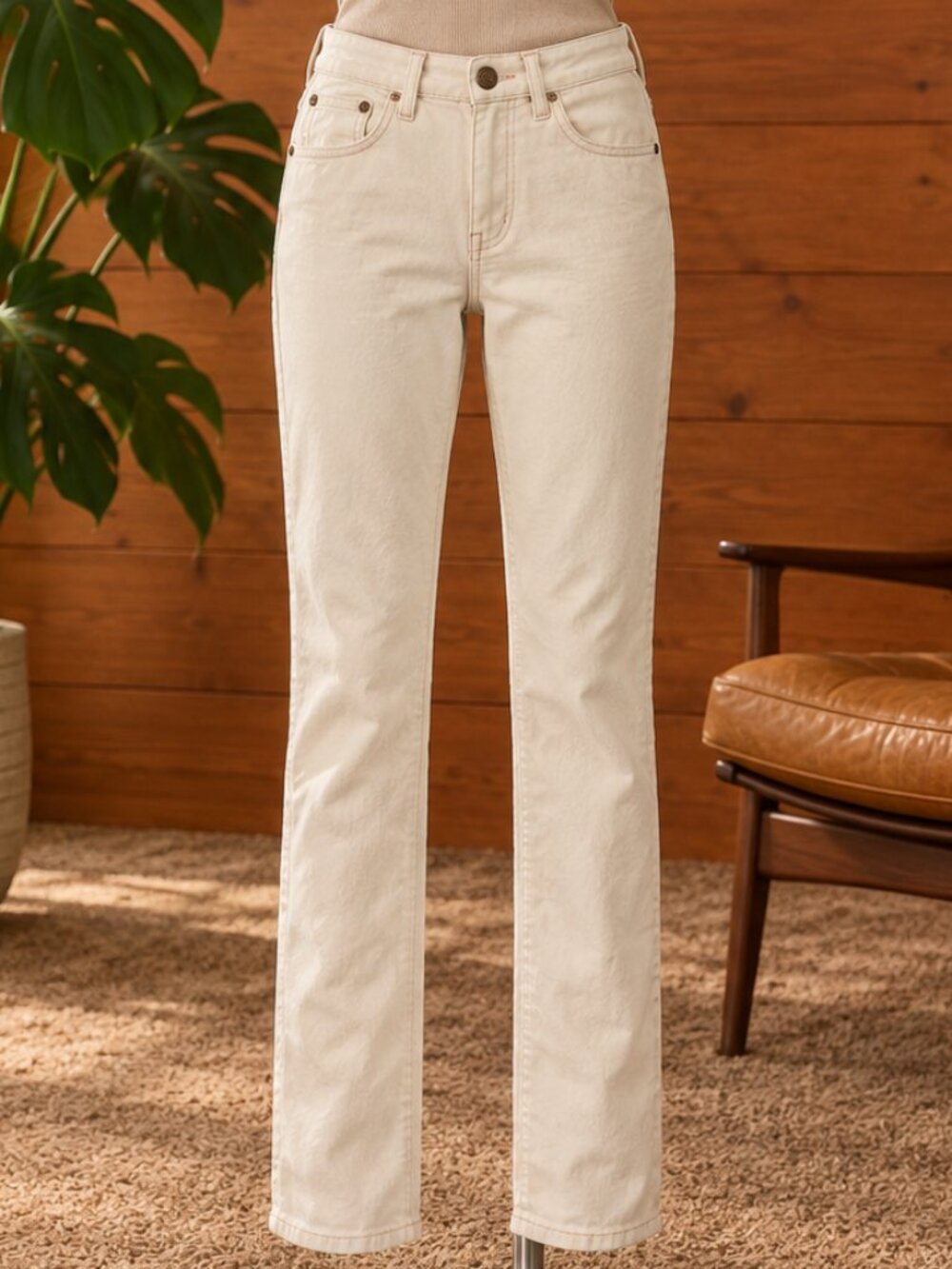 Mavi Lindy Women’s 27/34 Off-White Straight-Leg Stretch Jeans NWOT